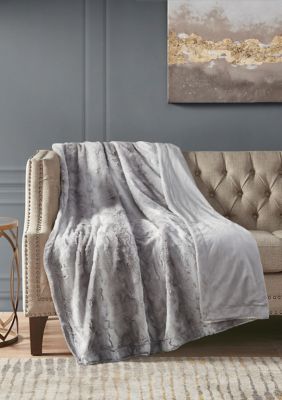 Zuri Oversized Faux Fur Throw in Snow Leopard