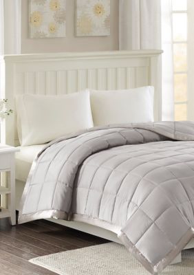 Madison Park Windom Lightweight Down Alternative Blanket with Satin Trim, Grey, King