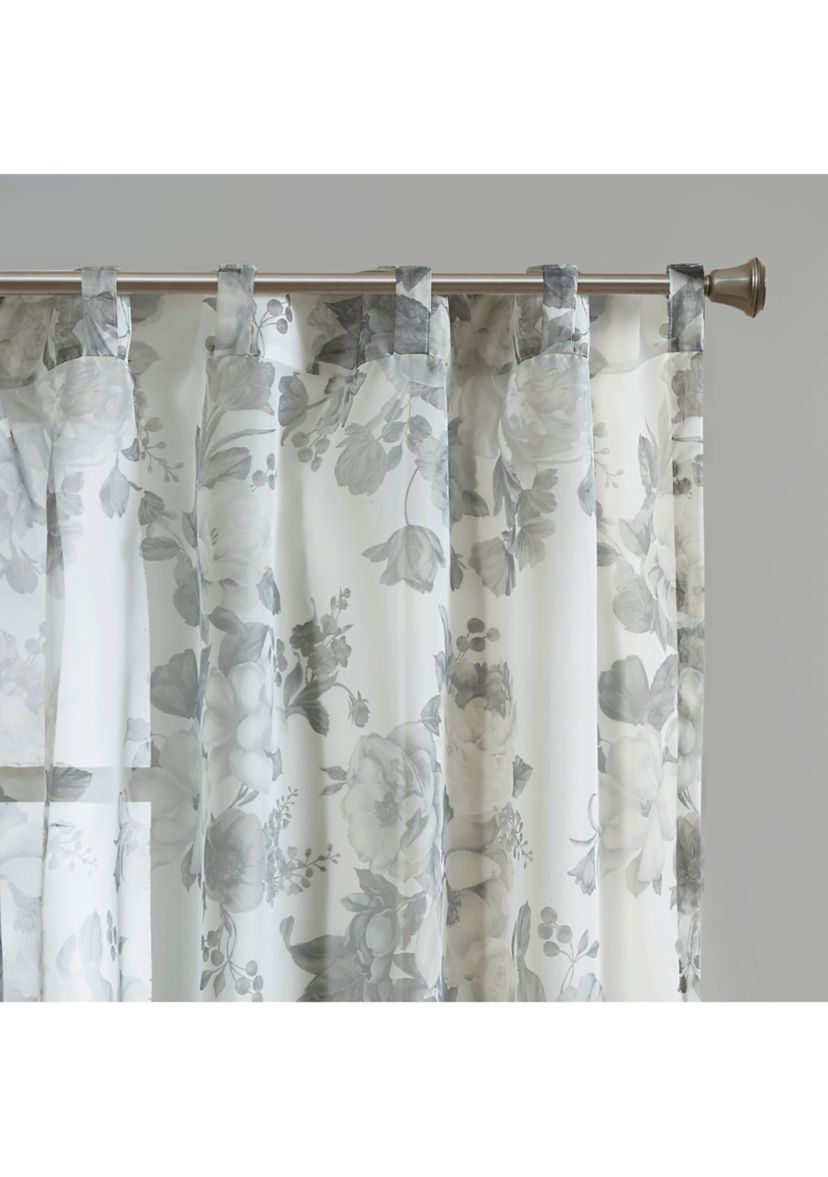 Simone Printed Floral Rod Pocket and Back Tab Voile Sheer