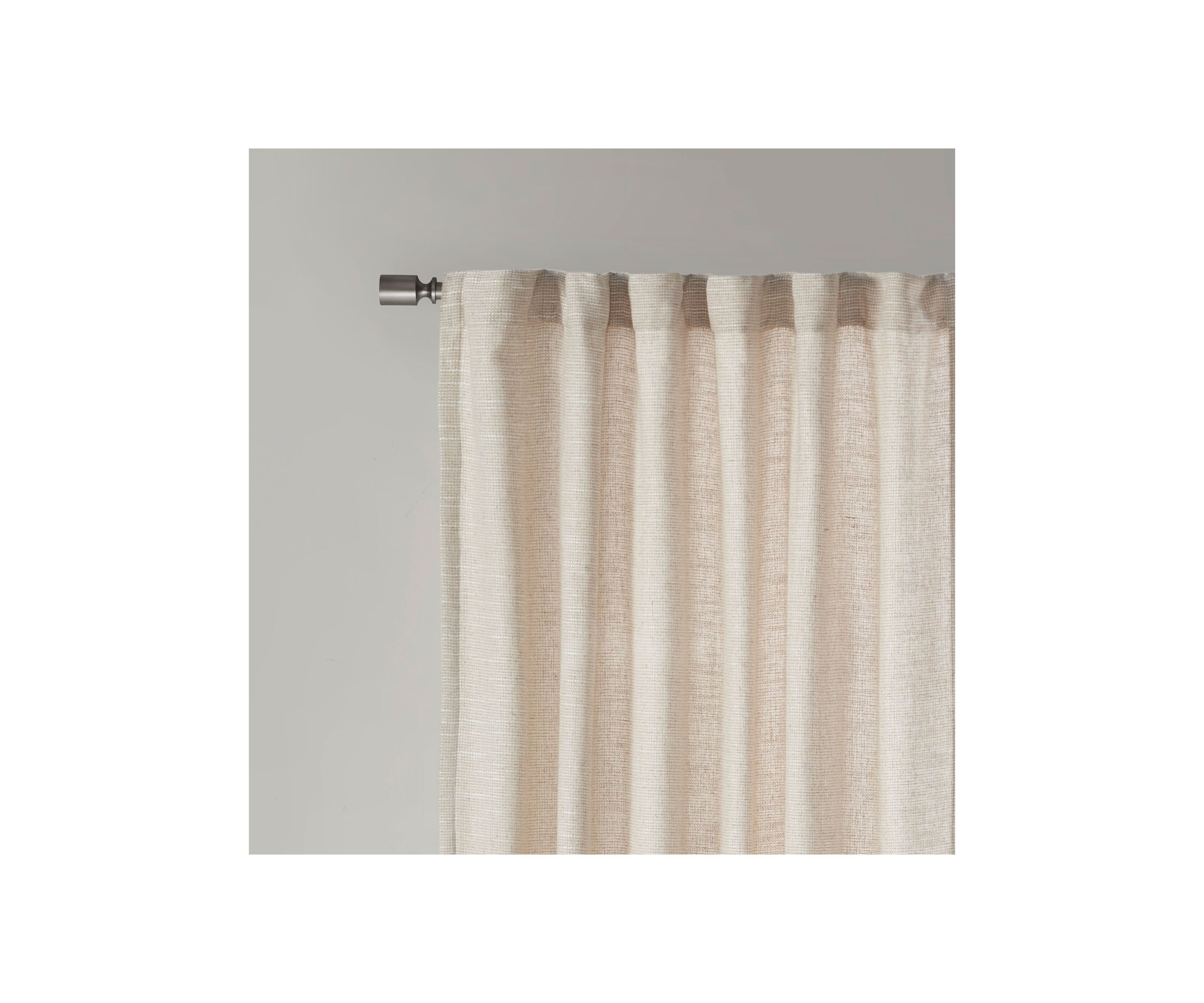 Beals Faux Linen Rod Pocket and Back Tab Panel with Fleece Lining