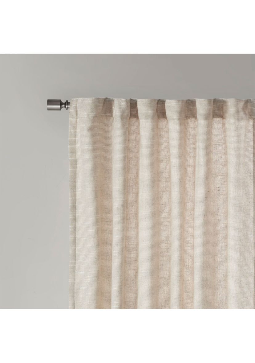 Beals Faux Linen Rod Pocket and Back Tab Panel with Fleece Lining
