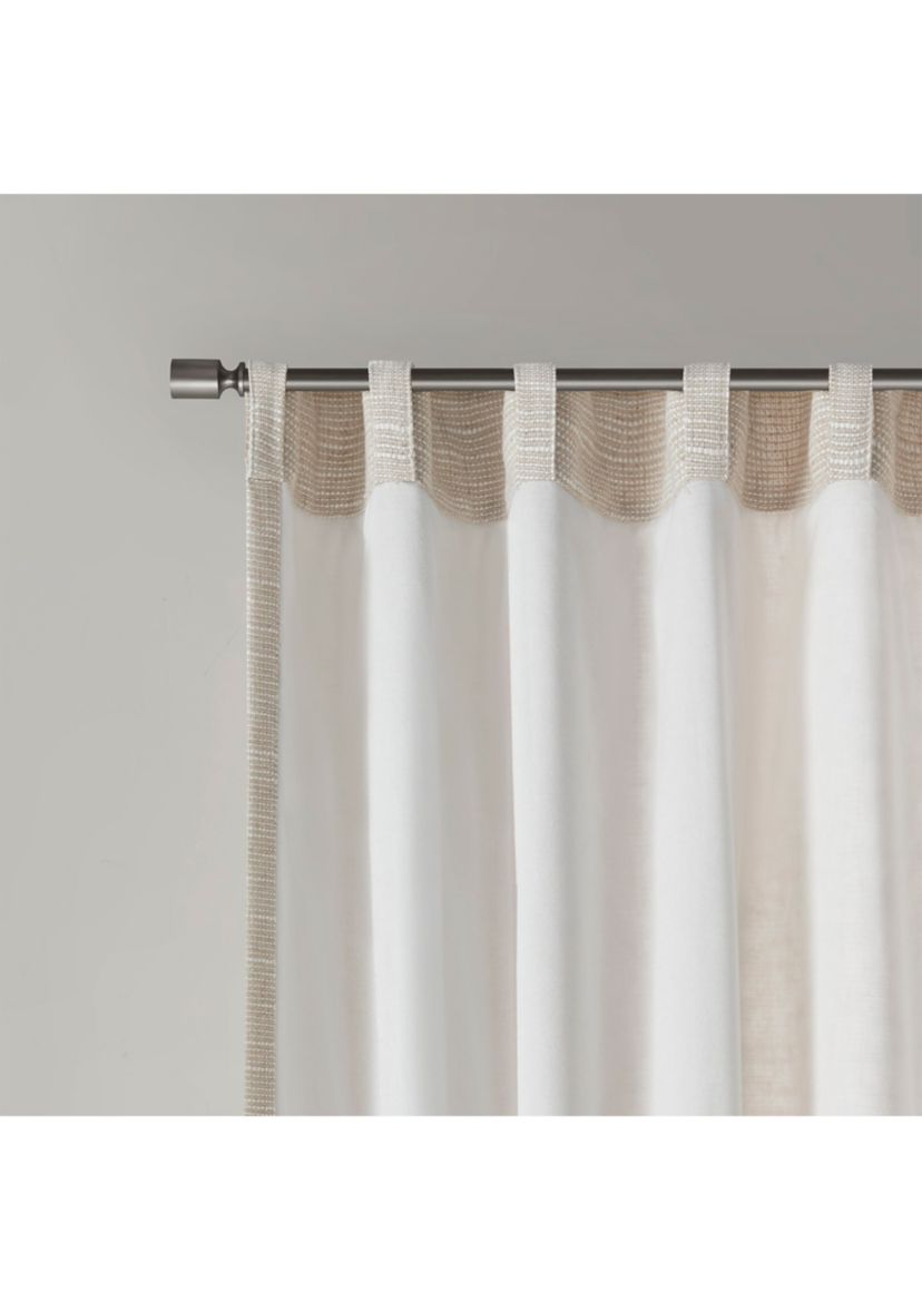 Beals Faux Linen Rod Pocket and Back Tab Panel with Fleece Lining
