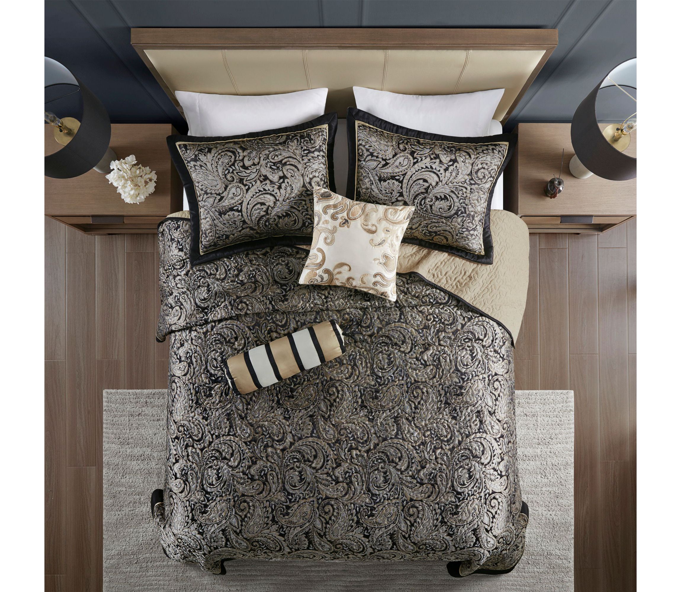 Aubrey 5 Piece Reversible Jacquard Bedspread Set