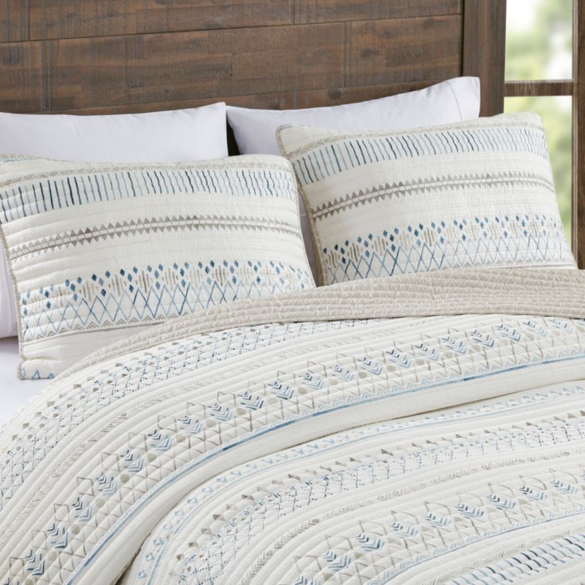 Fraser 3 Piece Printed Microfiber Seersucker Quilt Set