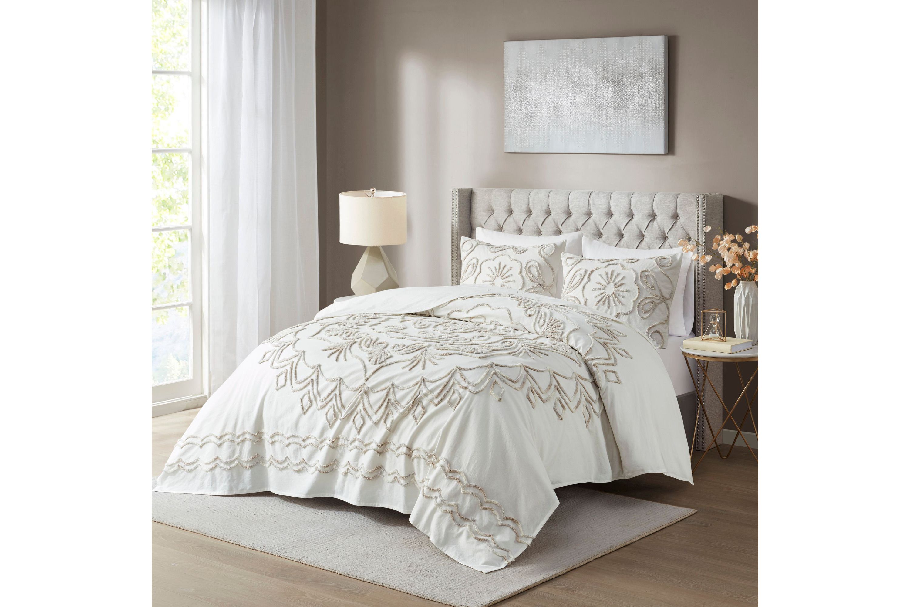 Violette 3 Piece Tufted Cotton Chenille  Coverlet Set