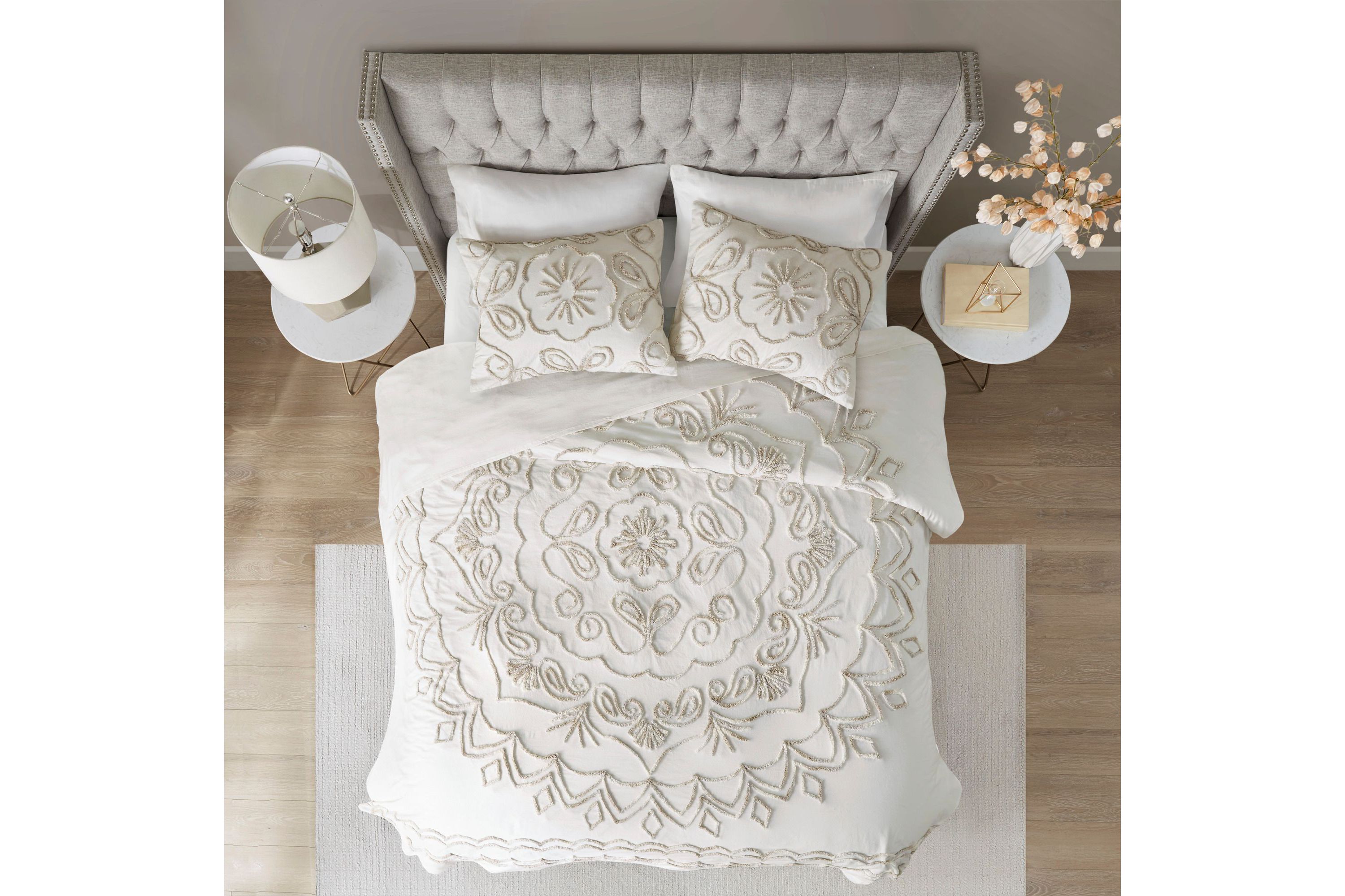 Violette 3 Piece Tufted Cotton Chenille  Coverlet Set