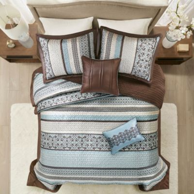 Madison Park Bellagio 6 Piece Jacquard Quilt Set with Throw Pillows