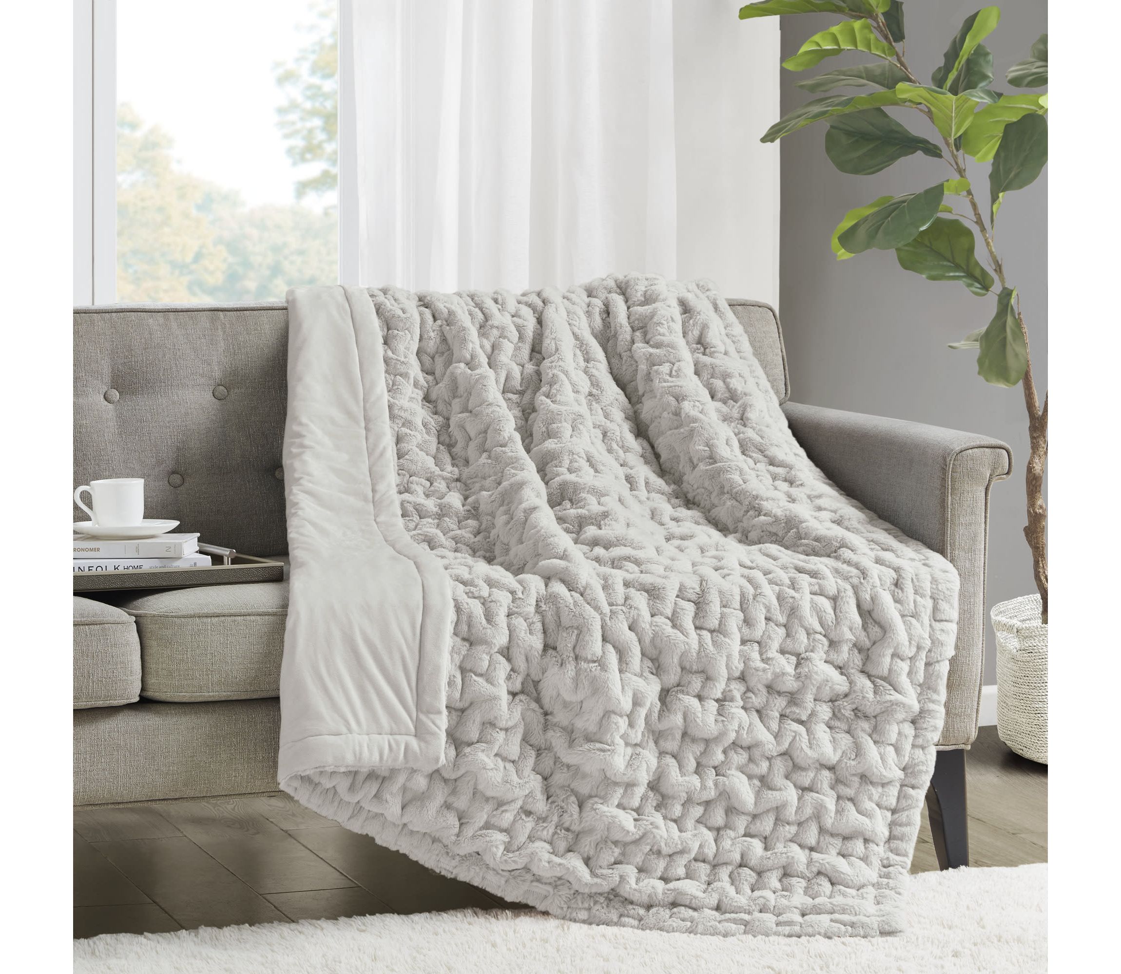 Ruched Fur Throw