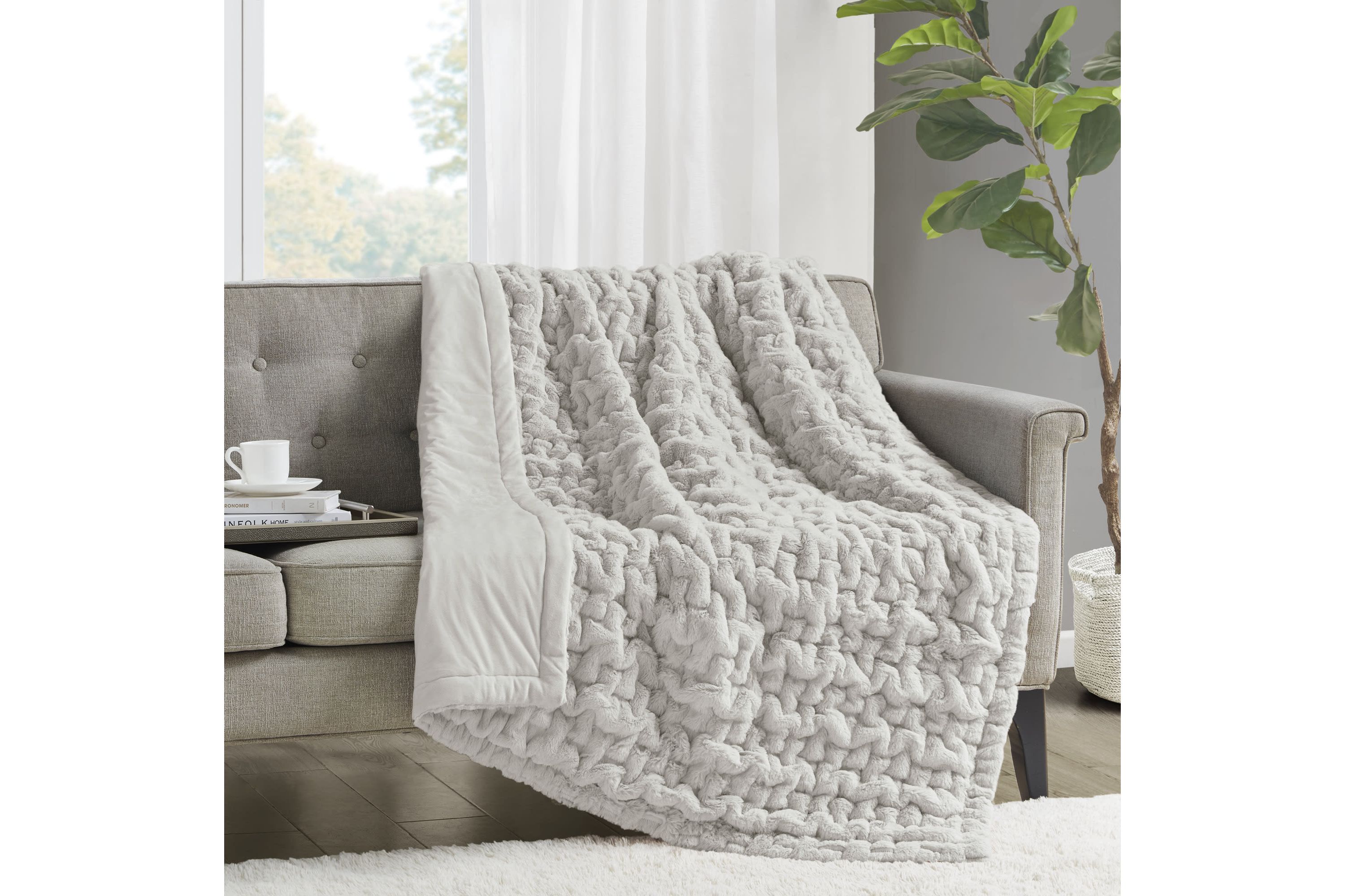 Ruched Fur Throw