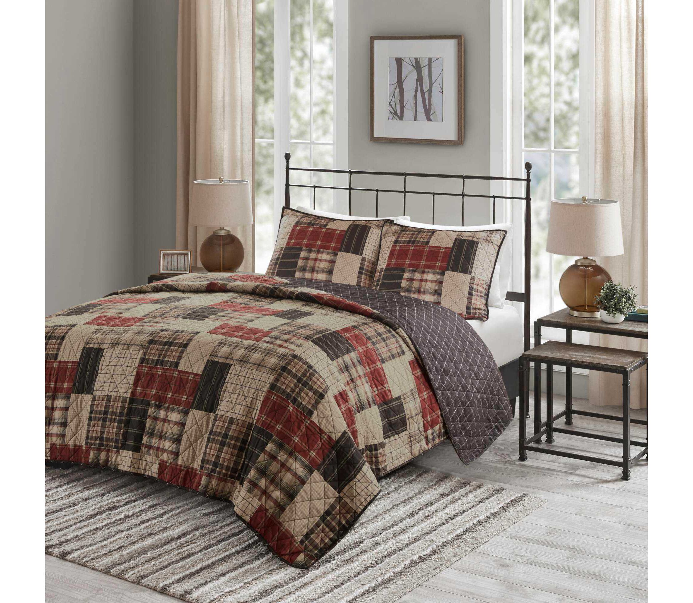 Timber 3 Piece Reversible Printed Quilt Set