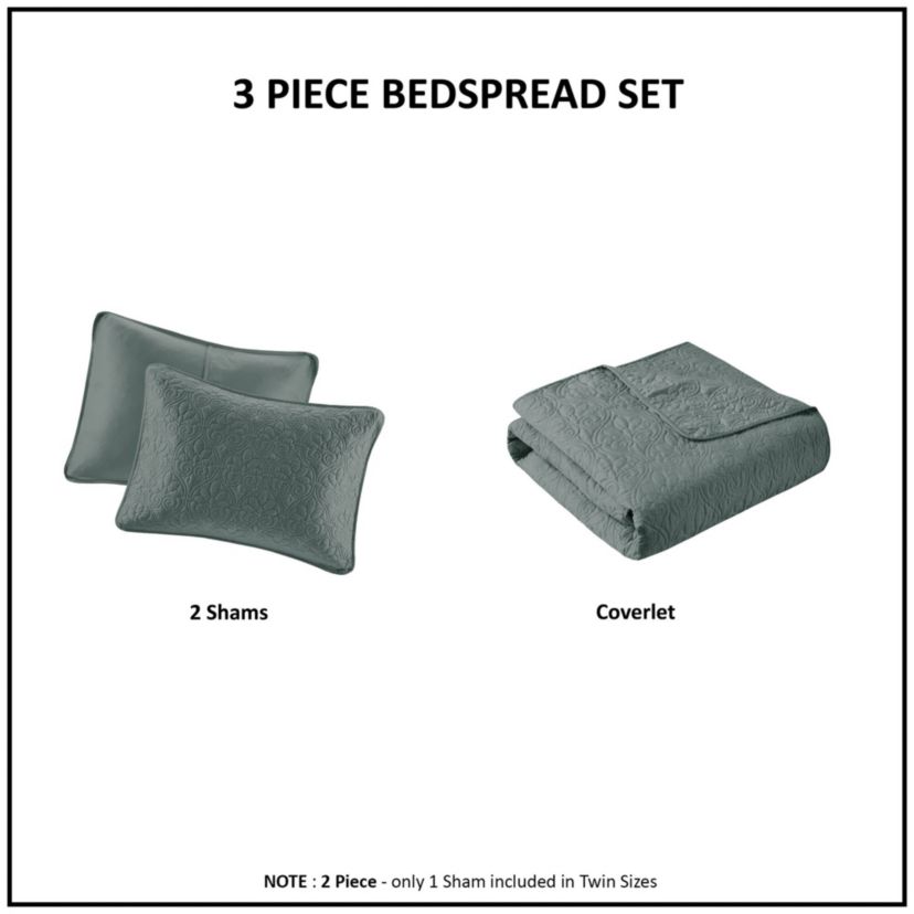 Quebec 3 Piece Reversible Bedspread Set