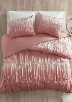 Intelligent Design 2 Piece Ellen Ombre And Ruched Duvet Cover Set