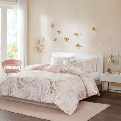 Intelligent Design 4 Piece Rebecca Metallic Printed Duvet Cover