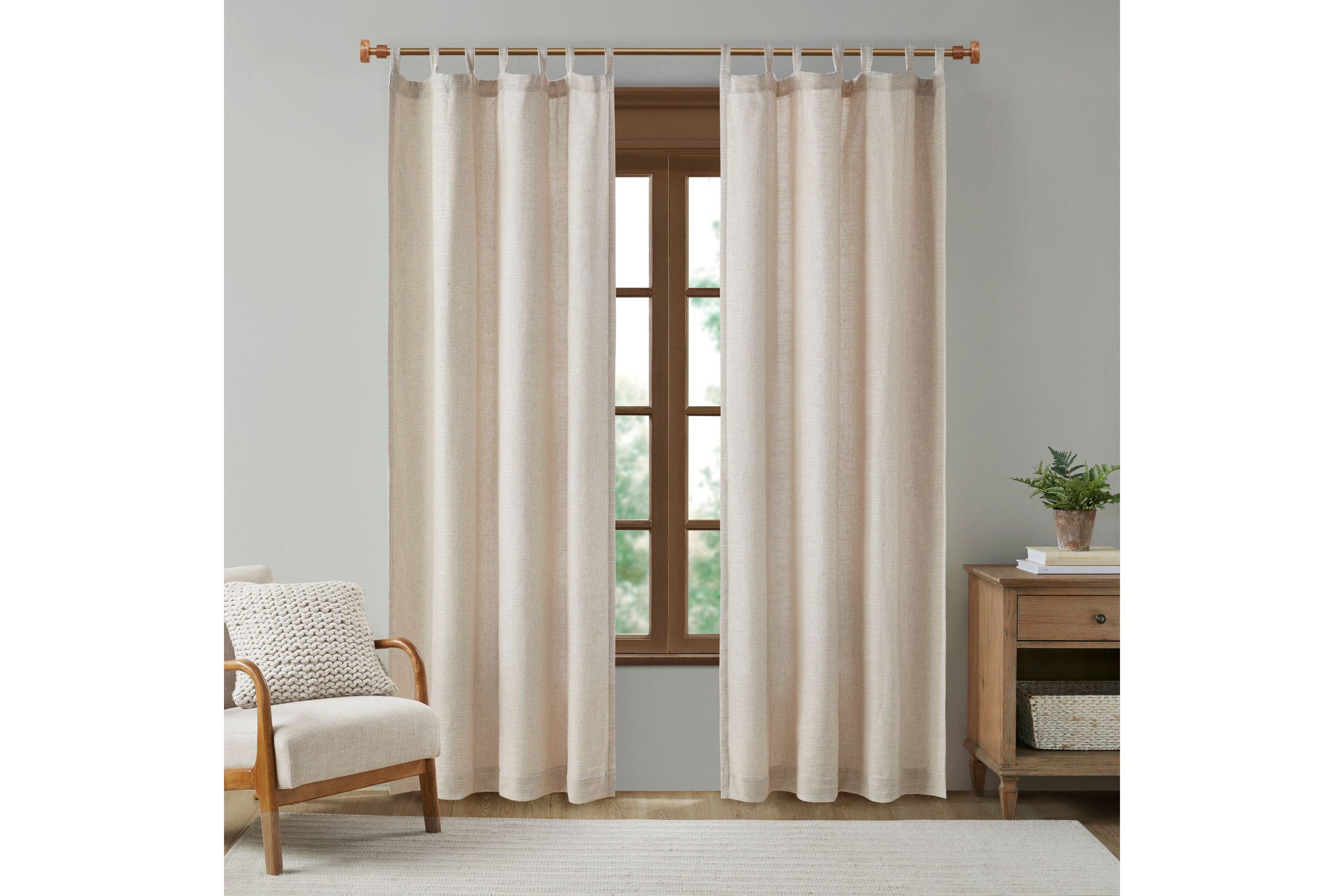 Beals Faux Linen Tab Top Panel with Fleece Lining