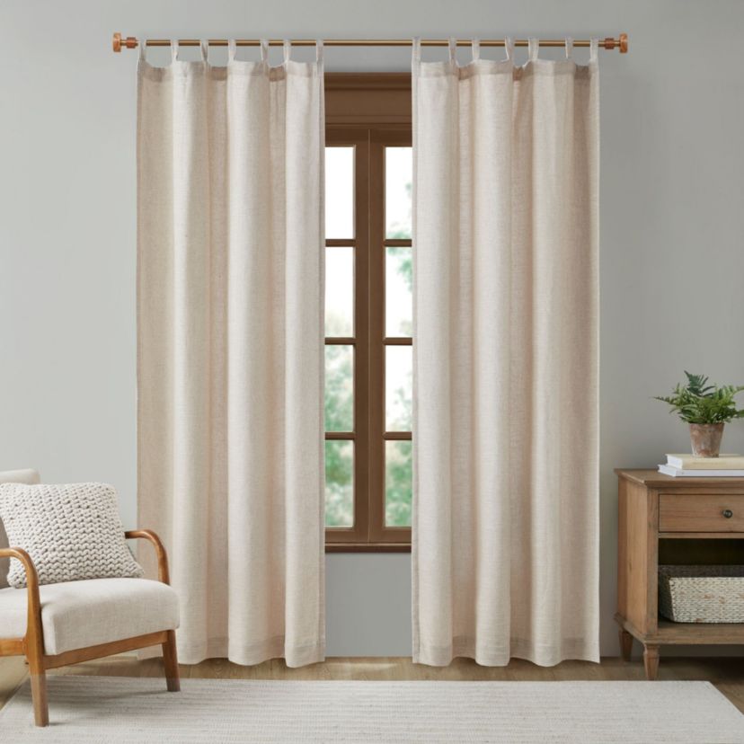 Beals Faux Linen Tab Top Panel with Fleece Lining