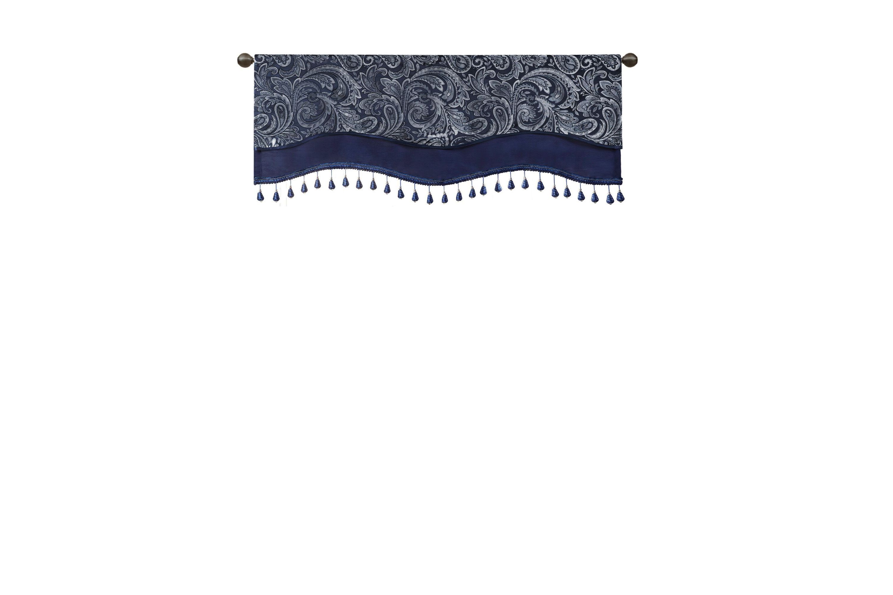 Aubrey Jacquard Window Rod Pocket Valance With Beads