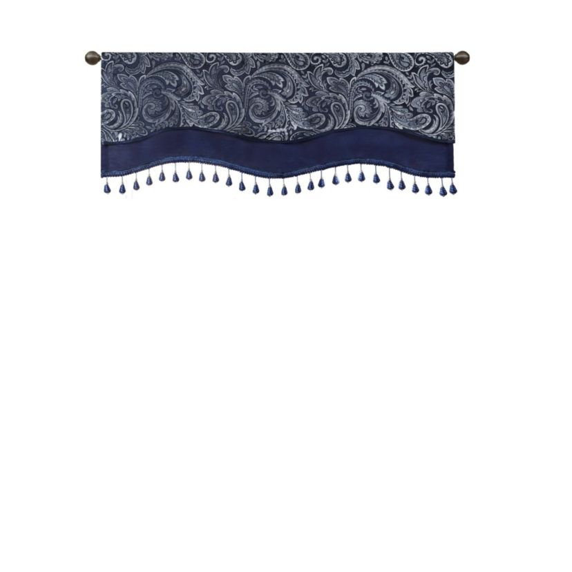 Aubrey Jacquard Window Rod Pocket Valance With Beads