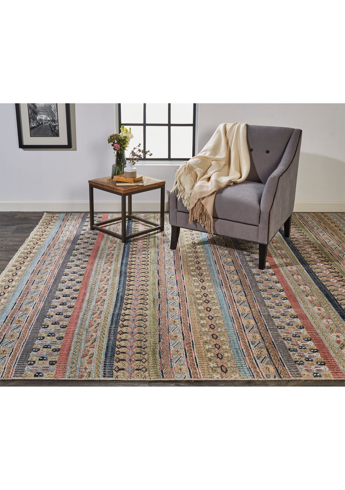 Eckhart Transitional Stripes Area Rug