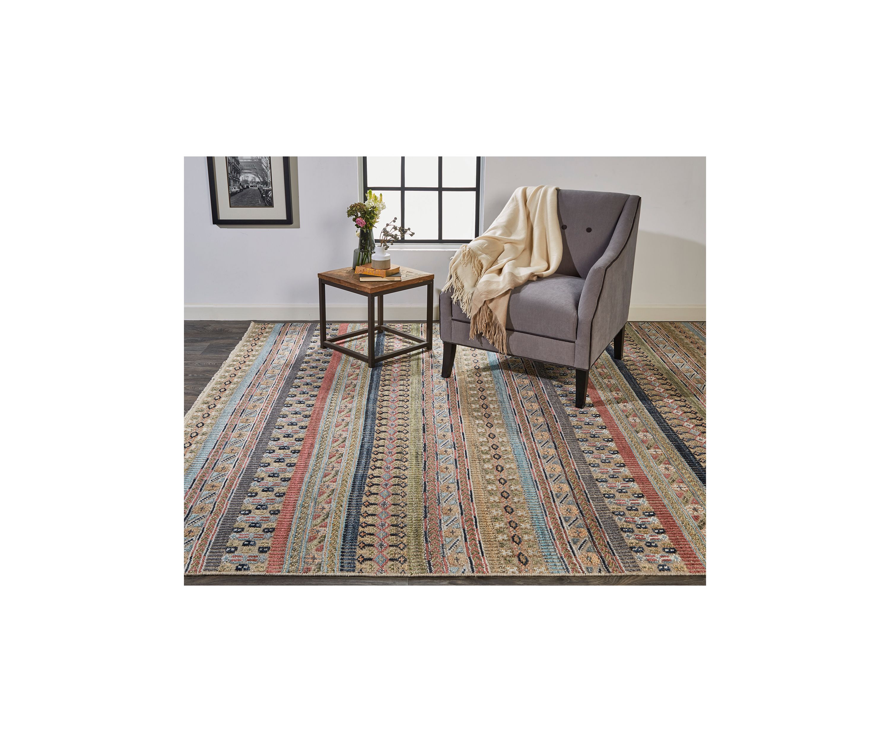 Eckhart Transitional Stripes Area Rug