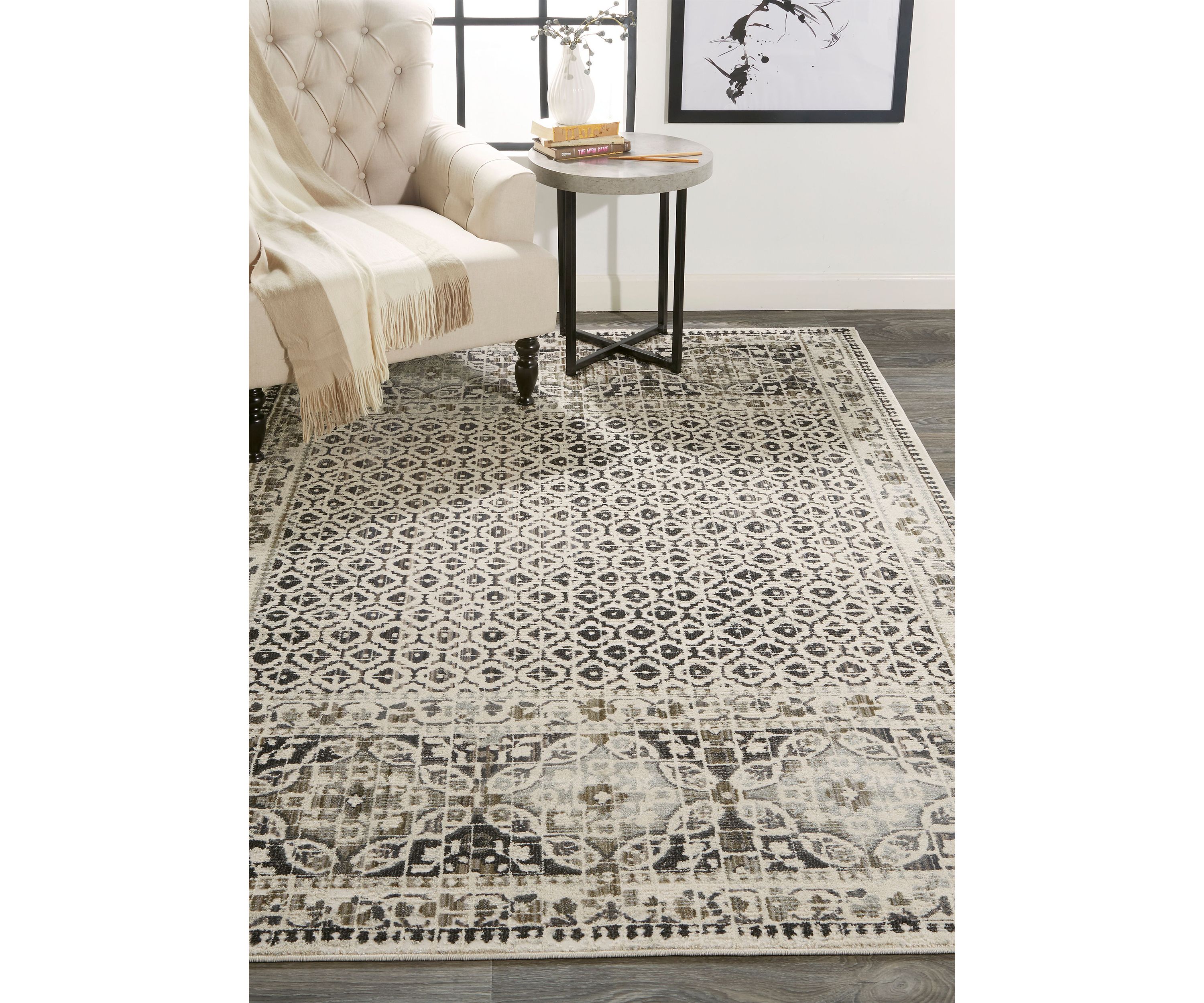 Kiba Transitional Distressed Area Rug