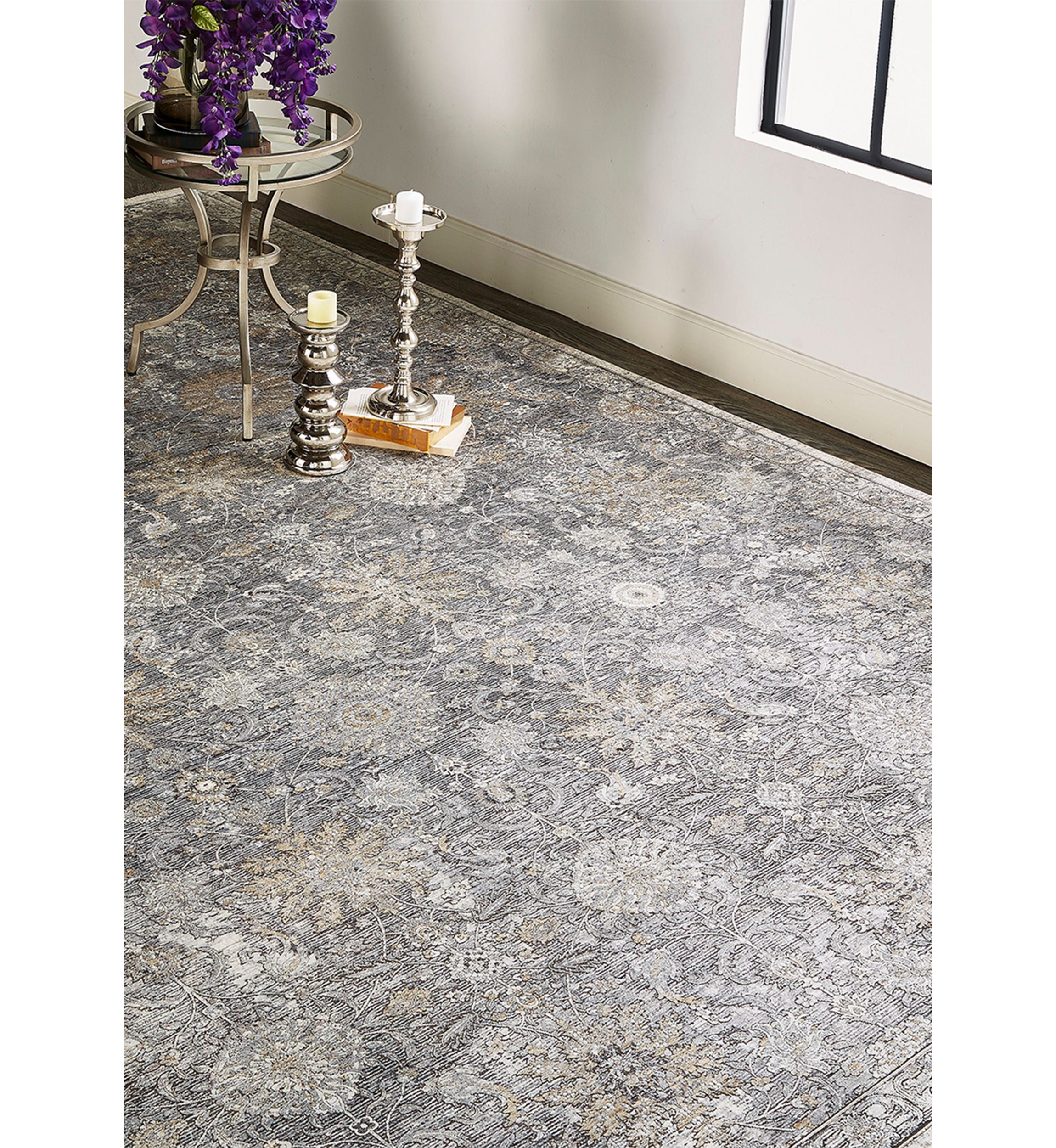 Melmas Transitional Damask Area Rug