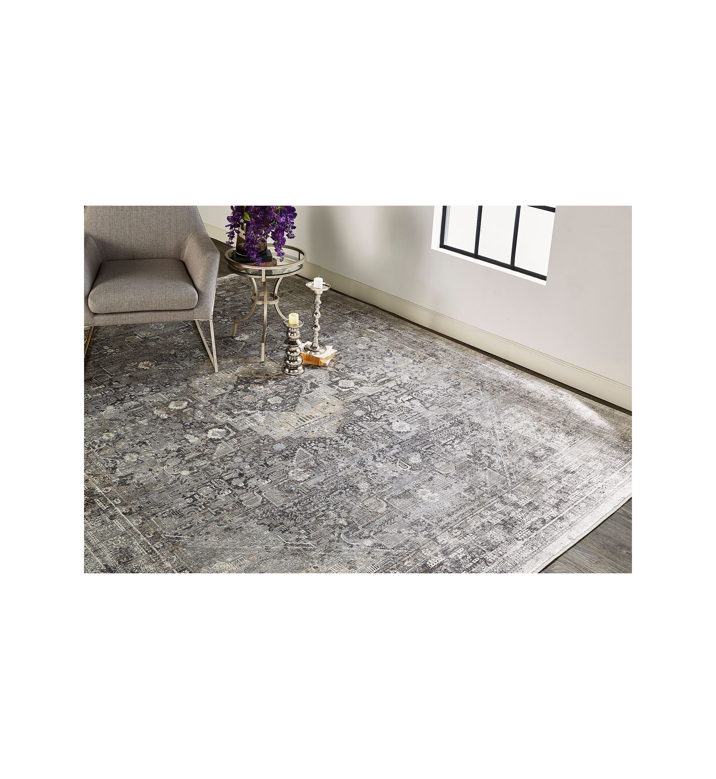 Melmas Transitional Medallion Area Rug