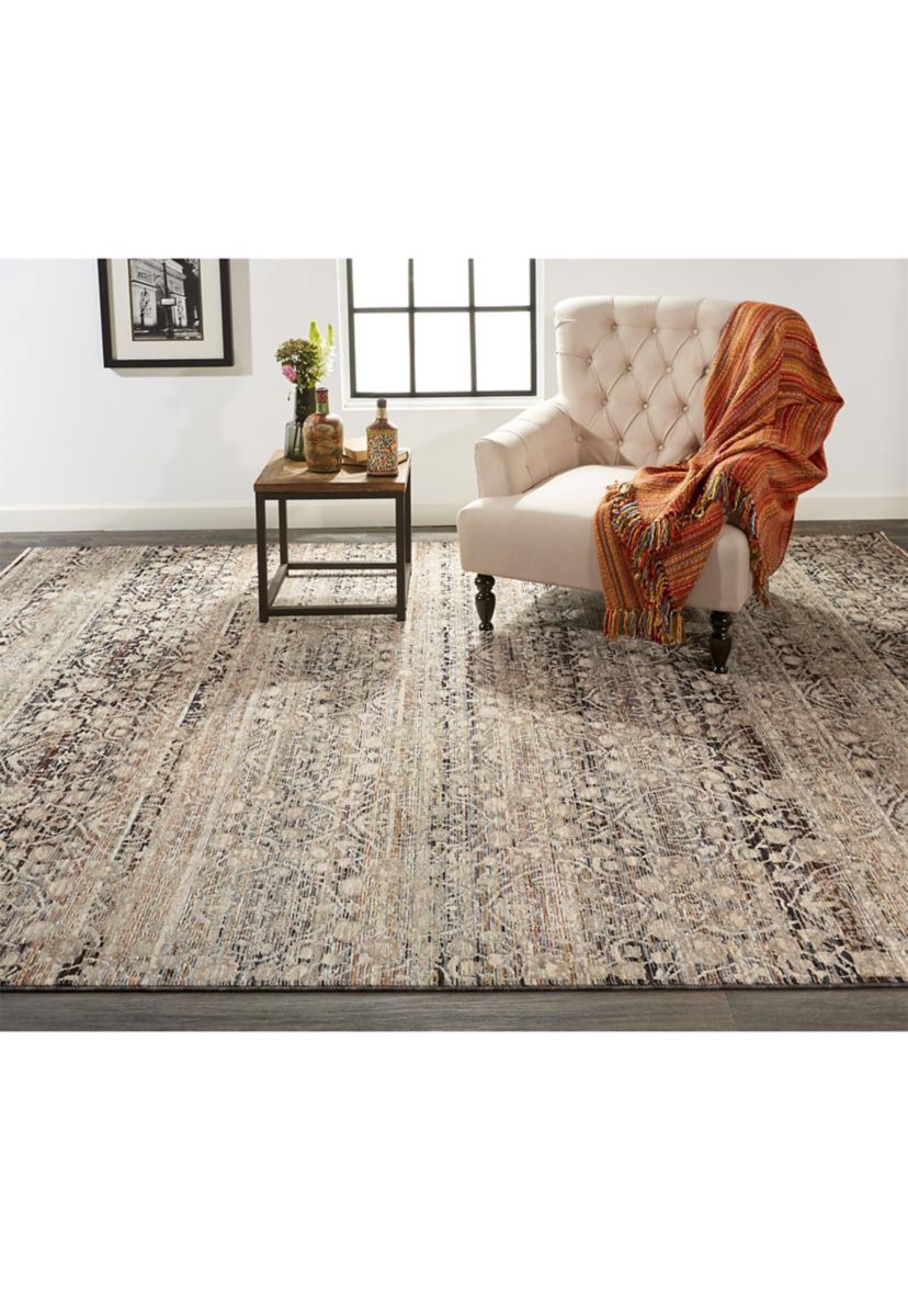 Ennis Transitional Damask Area Rug