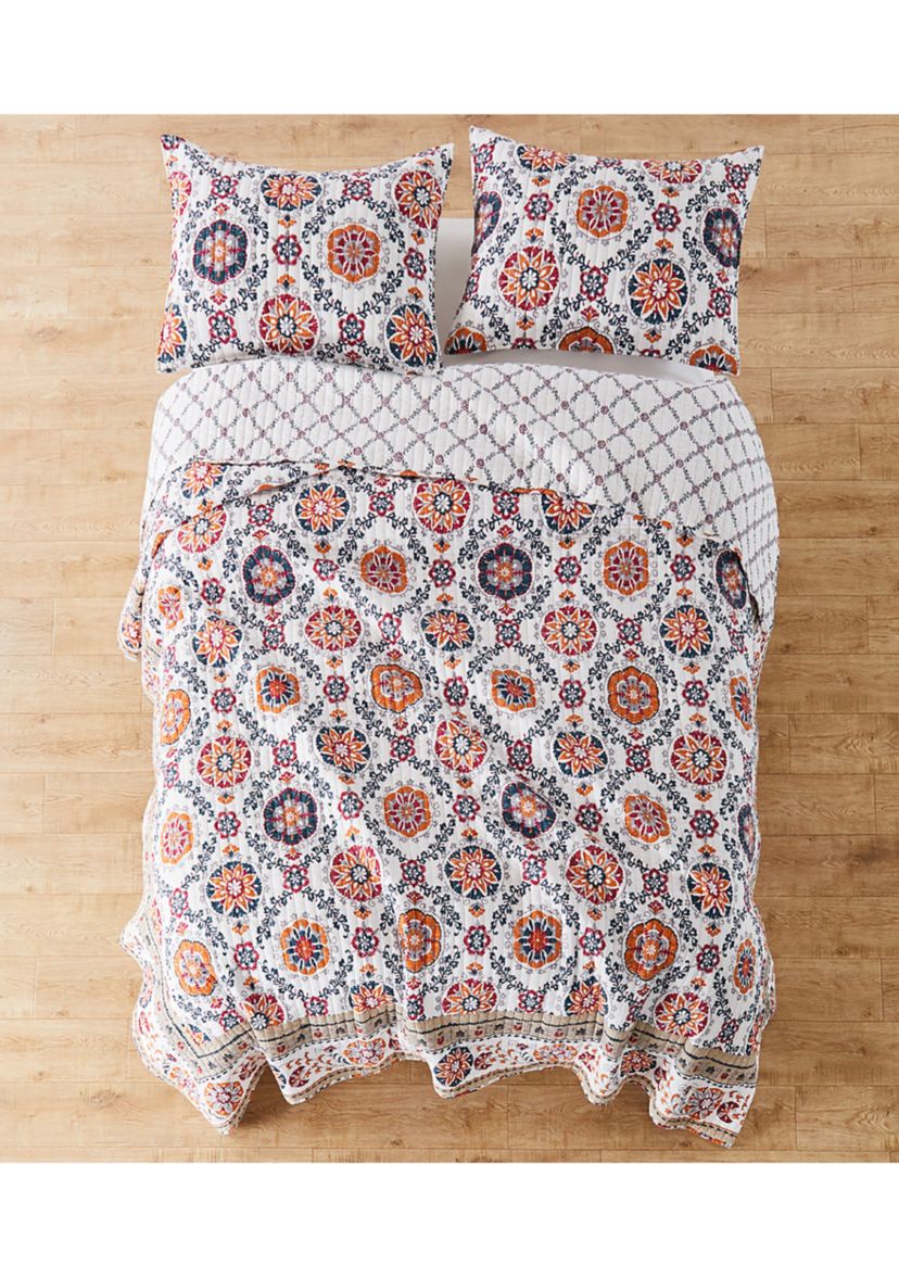 Kalina Floral Medallion Reversible Twin Quilt Set