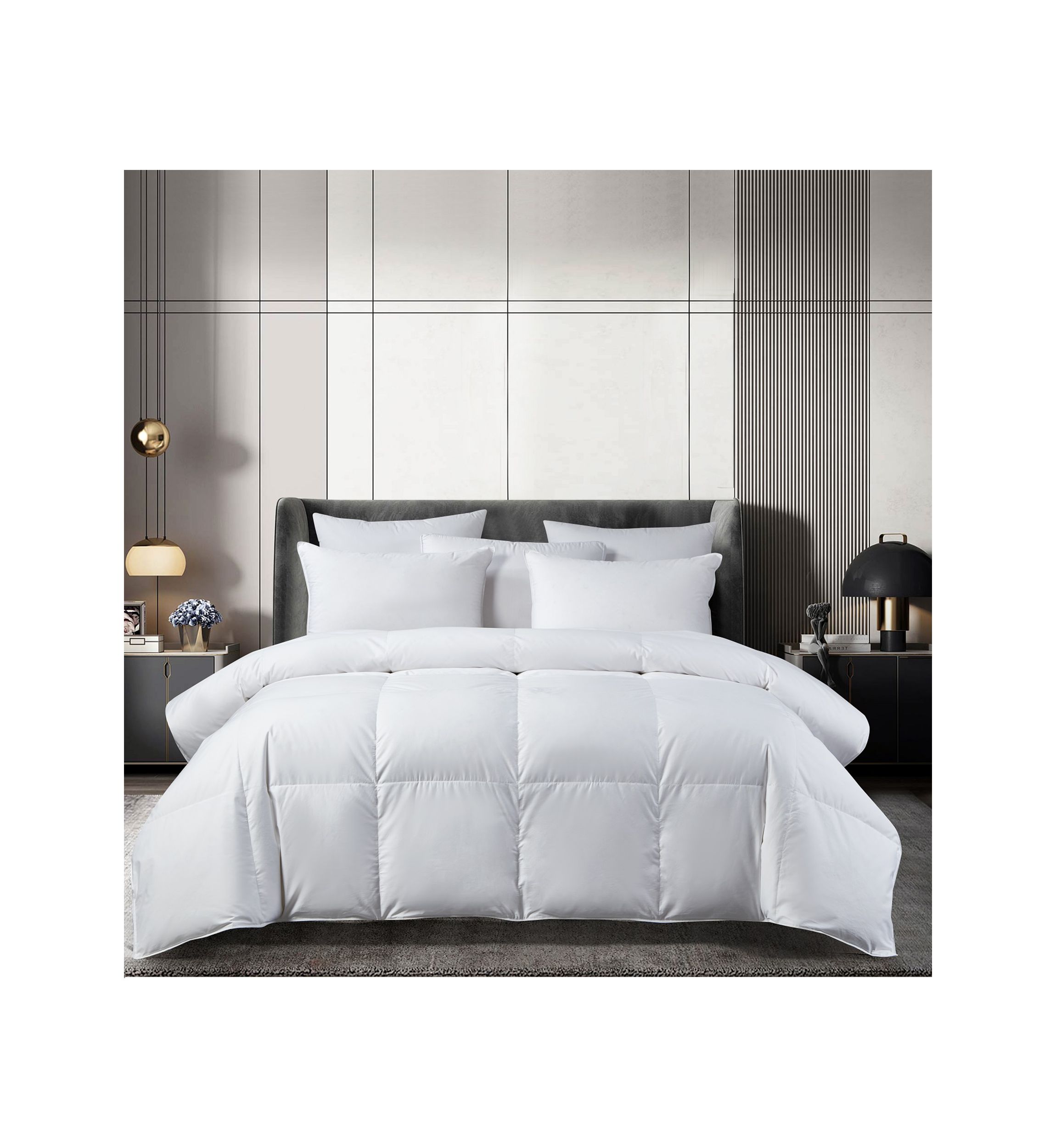 300 Thread Count Sateen Cotton European Down Comforter - All Seasons