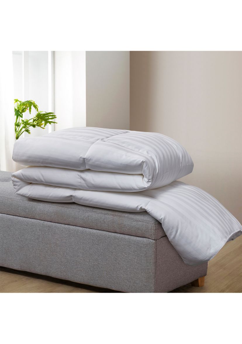 500 Thread Count Damask Stripe US Grown Cotton Hungarian Goose Down Comforter - All Seasons