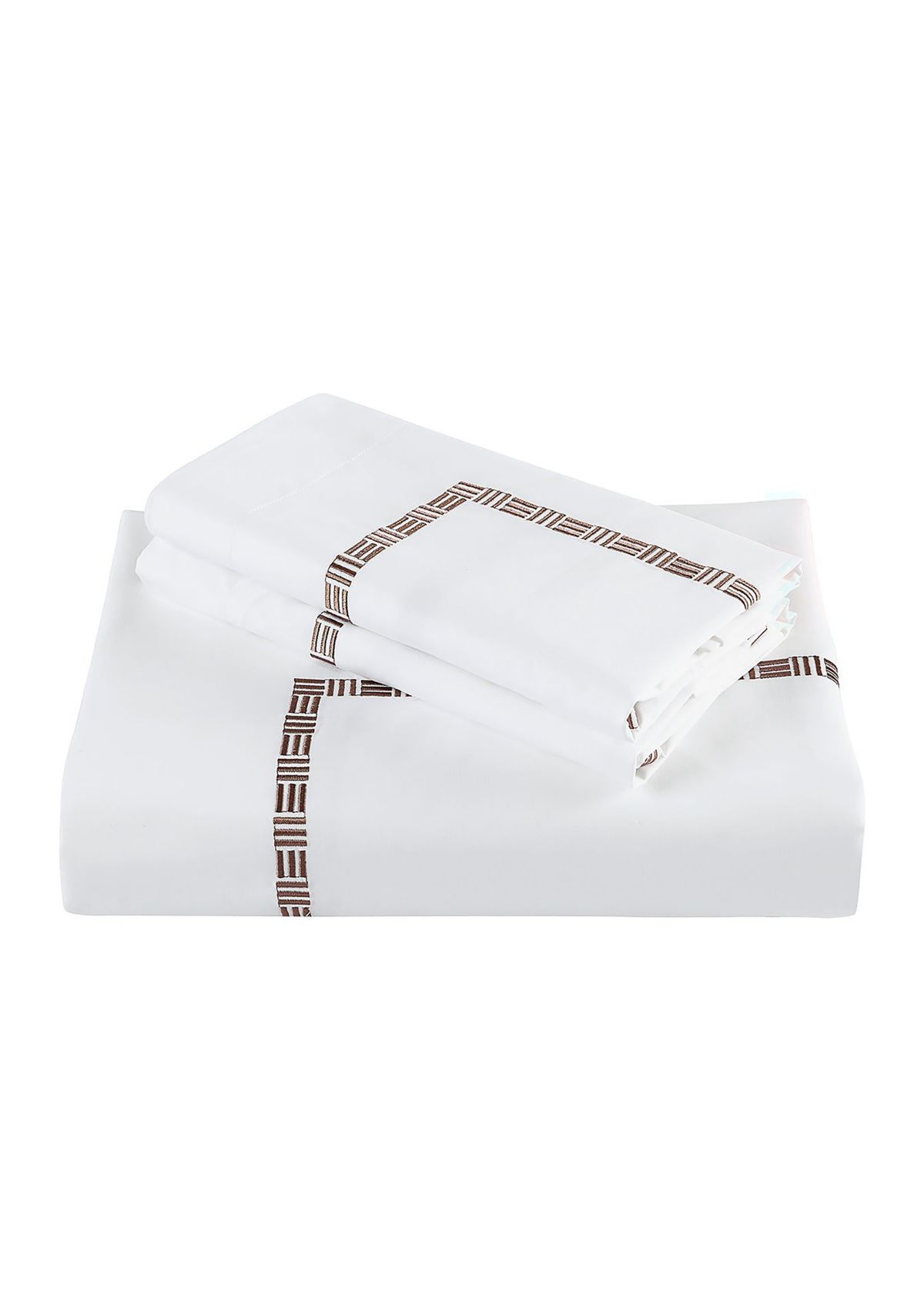 TENCEL™ Lyocell  and Cotton Blend White Full/Queen Duvet Cover Set with Black Embroidery