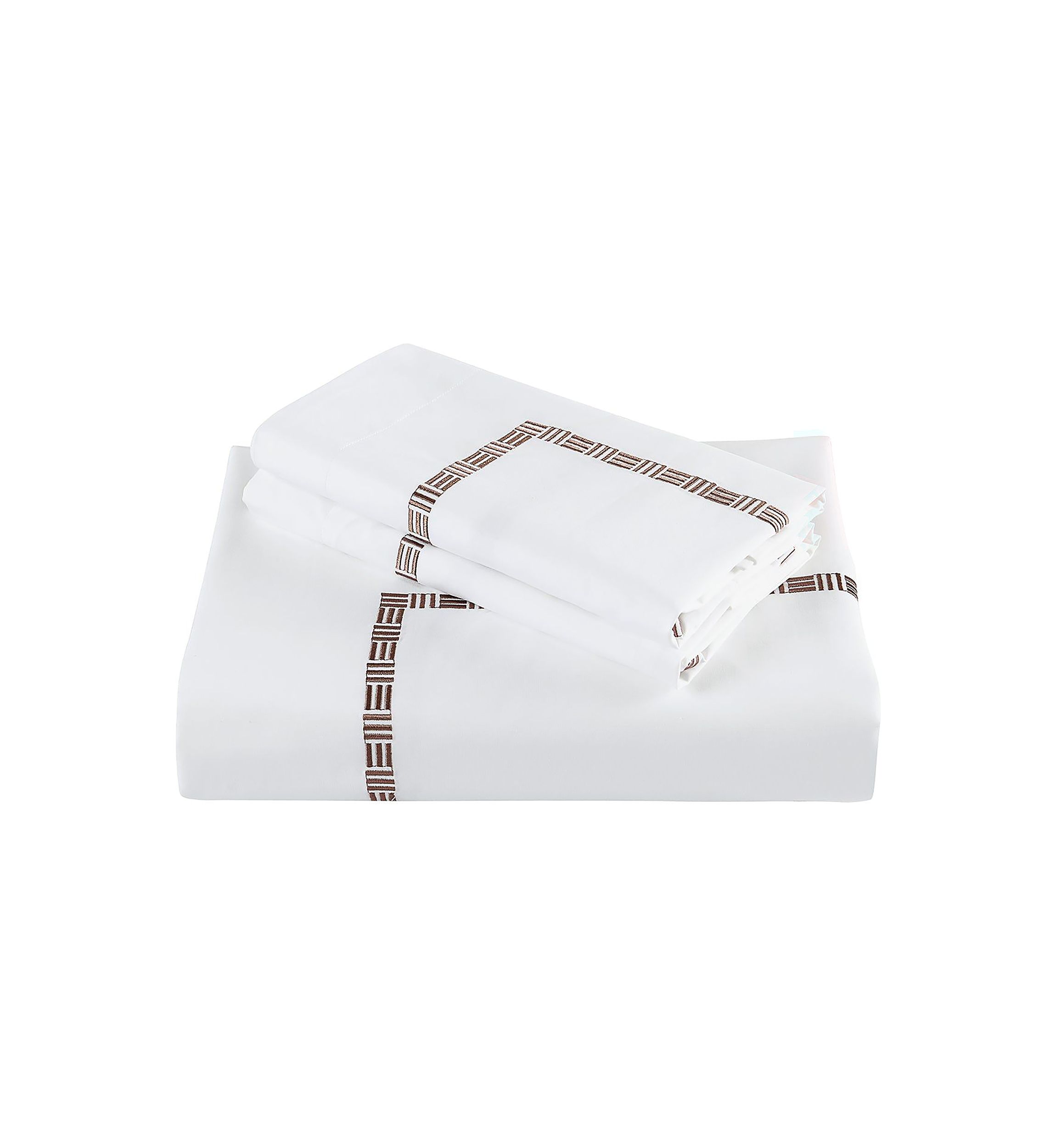 TENCEL™ Lyocell  and Cotton Blend White Full/Queen Duvet Cover Set with Black Embroidery