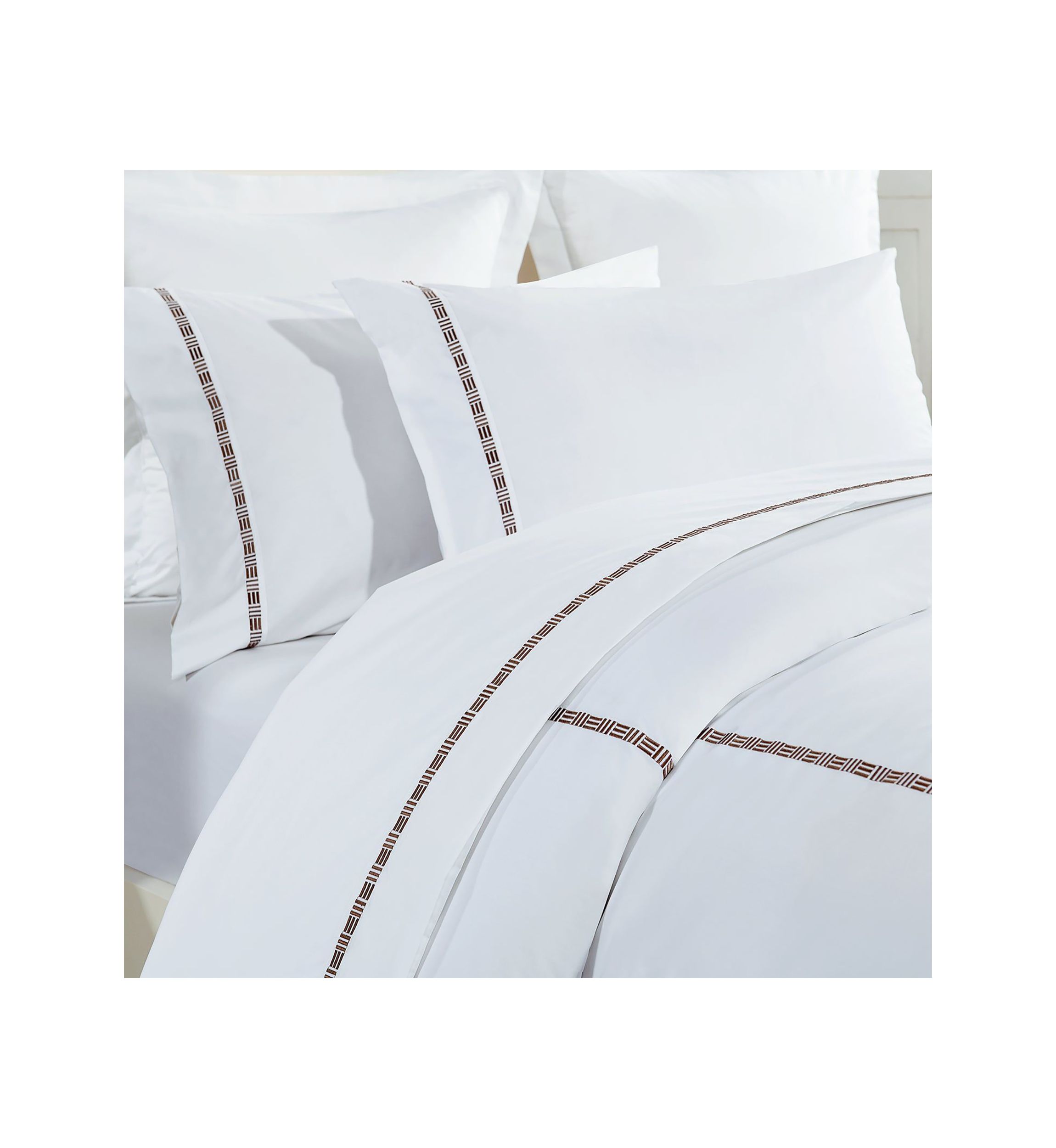 TENCEL™ Lyocell  and Cotton Blend White Full/Queen Duvet Cover Set with Black Embroidery