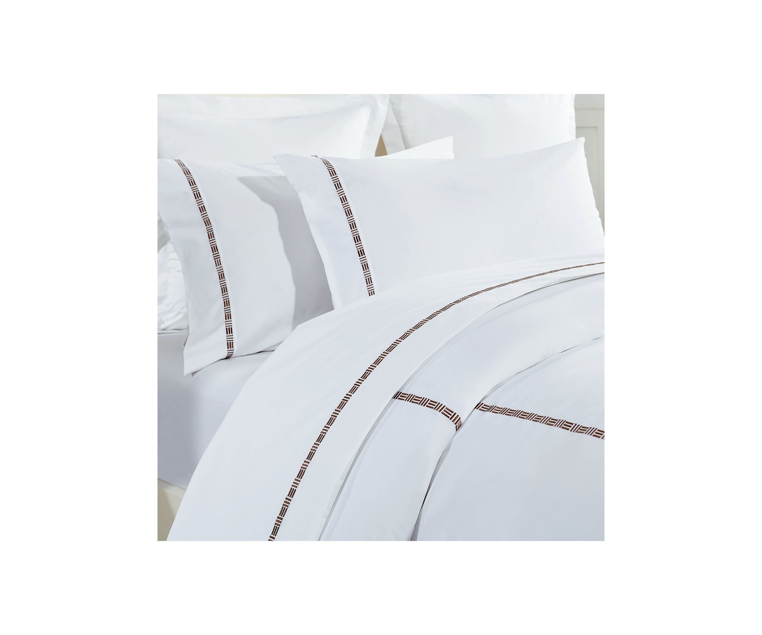 TENCEL™ Lyocell  and Cotton Blend White Full/Queen Duvet Cover Set with Black Embroidery