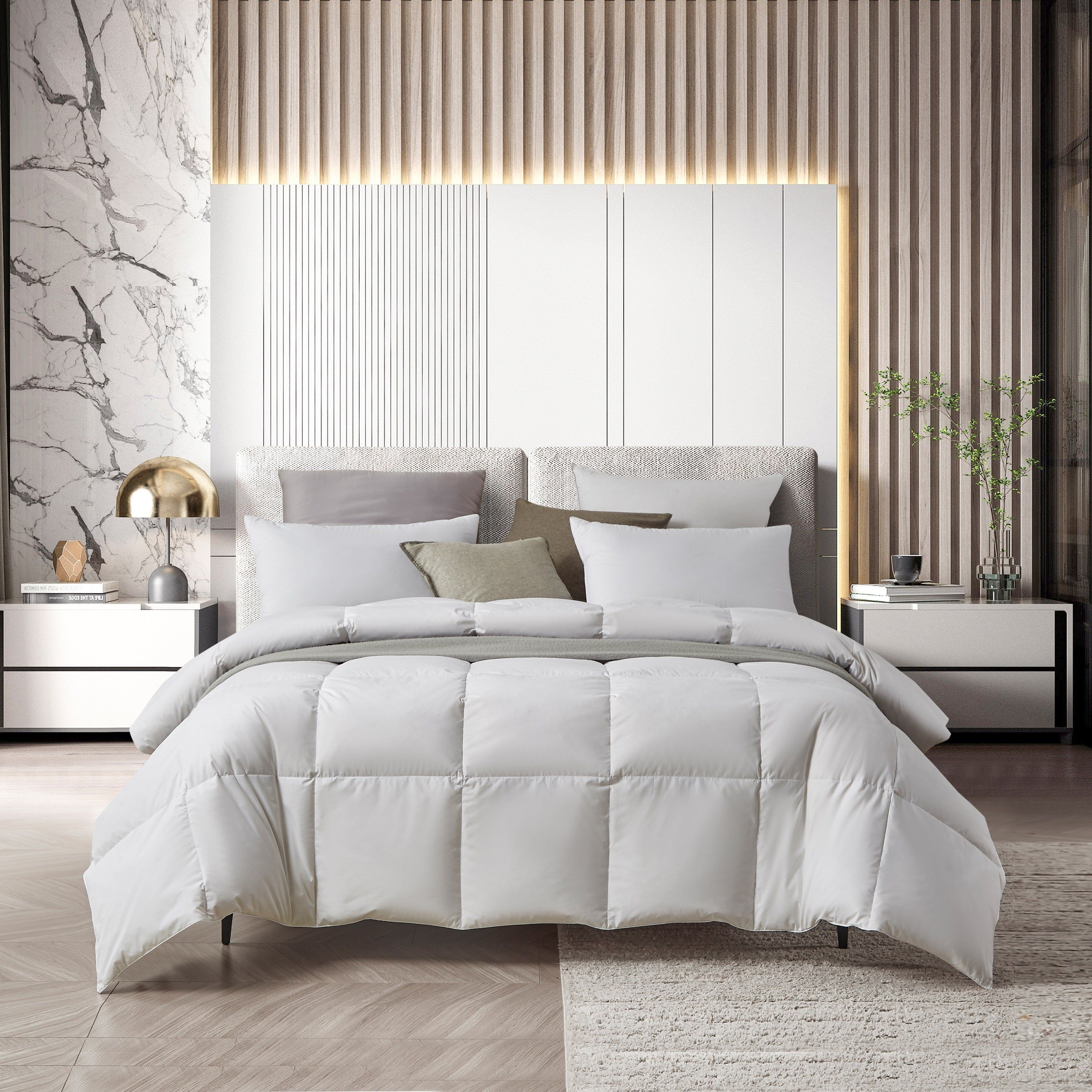 100% Organic Cotton White Feather and Down Comforter