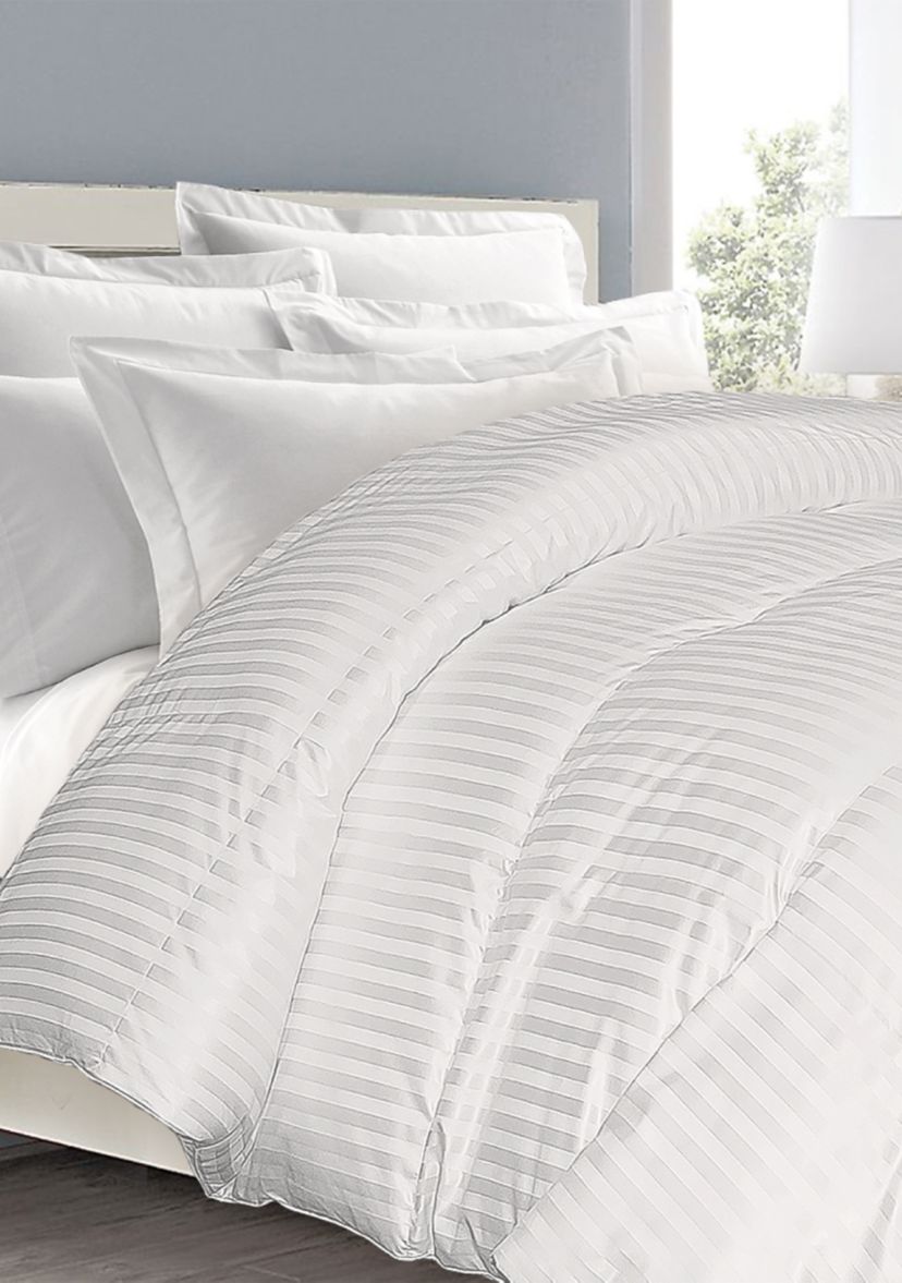 350 Thread Count Supreme Cotton Damask Stripe White Down Comforter