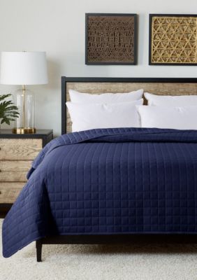 St. James Home Velvet Trim Down Alternative Blanket, Navy Blue, King