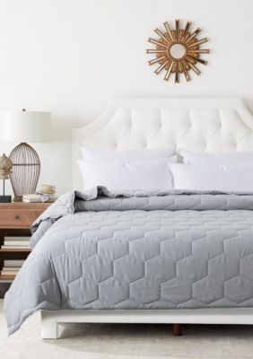 St. James Home Honeycomb Color Contrast Stitched Down Alternative Blanket, Gray, Full/Queen