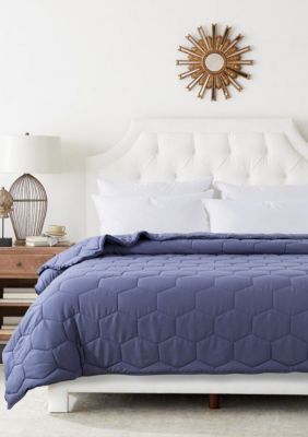 St. James Home Honeycomb Color Contrast Stitched Down Alternative Blanket, Blue, Full/Queen