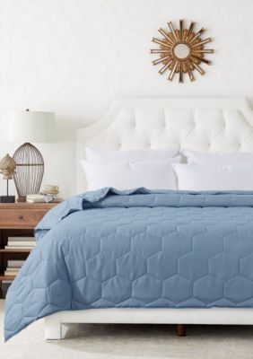 St. James Home Honeycomb Stitch Down Alternative Blanket, Light Blue, Full/Queen