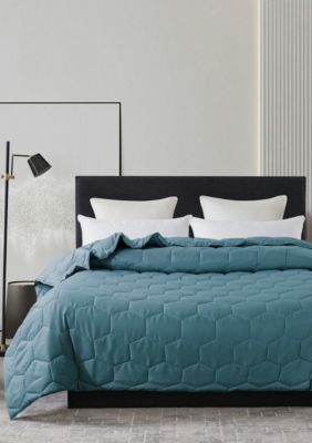 St. James Home Honeycomb Stitch Down Alternative Blanket, Teal, Full/Queen