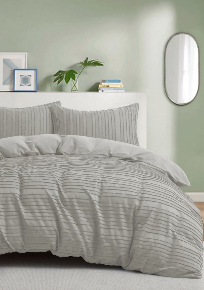 Striped Clipped Jacquard Duvet Cover Set