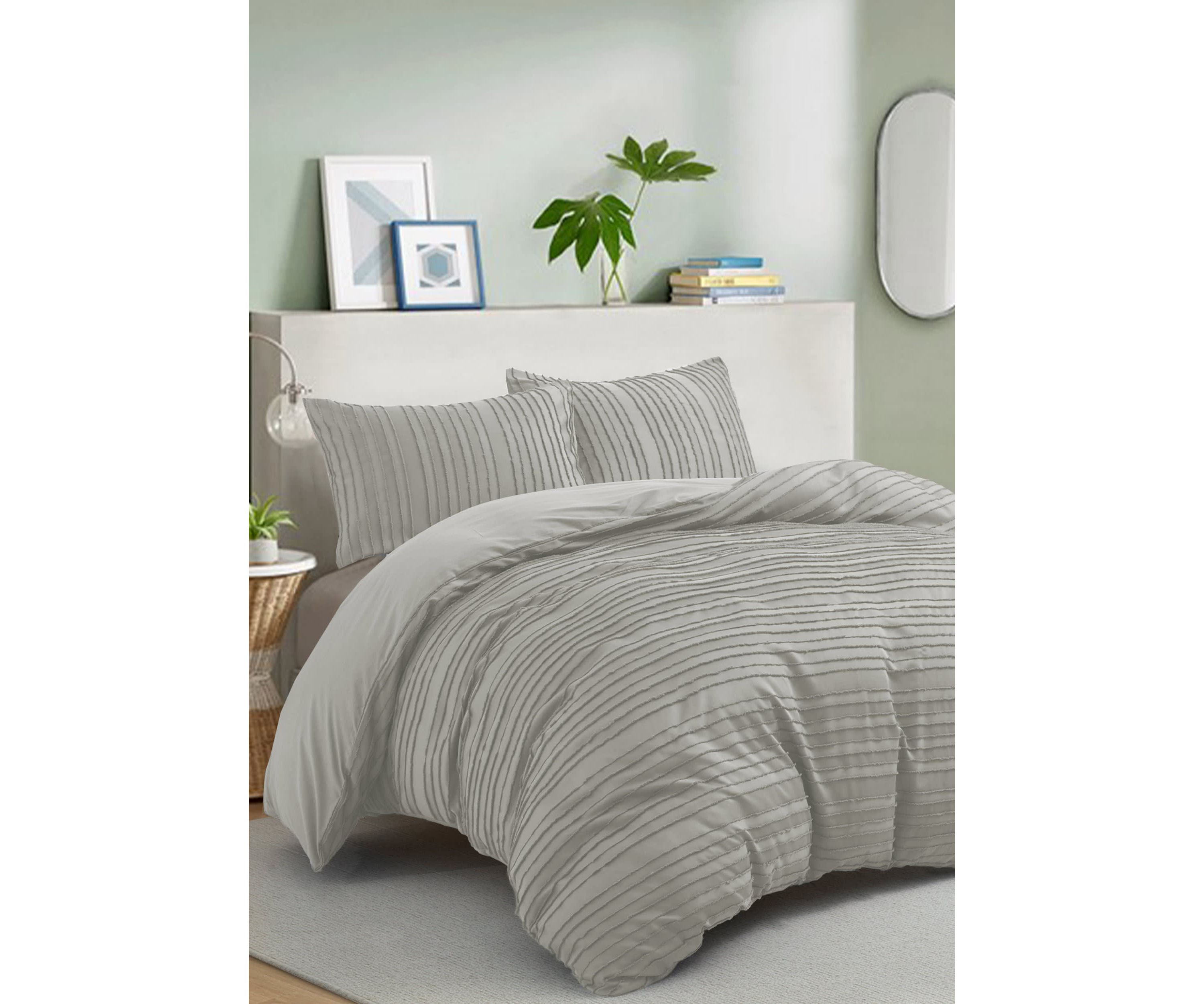 Striped Clipped Jacquard Duvet Cover Set