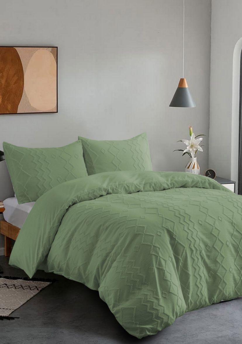 Clipped Jacquard Diamond Geometric Duvet Cover Set