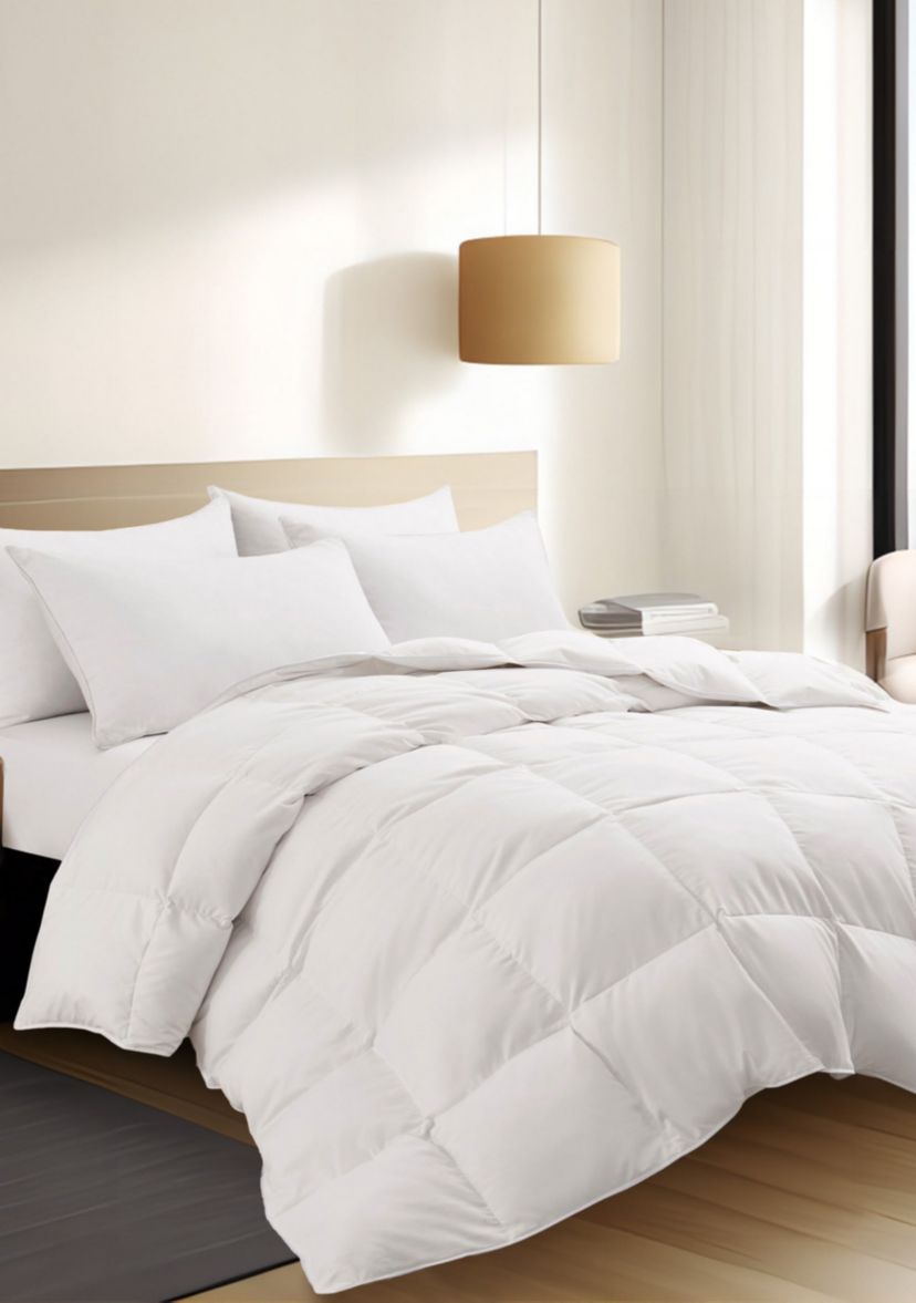 All Season Microfiber White Goose Down and Feather Fiber Comforter