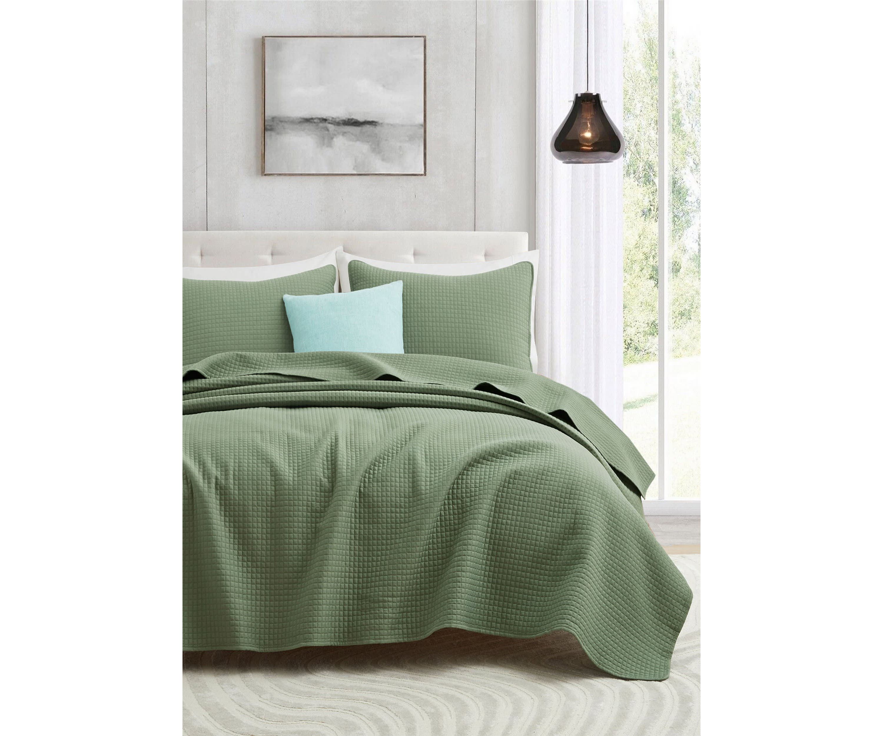 Micro Square Stitch Quilted Coverlet Set
