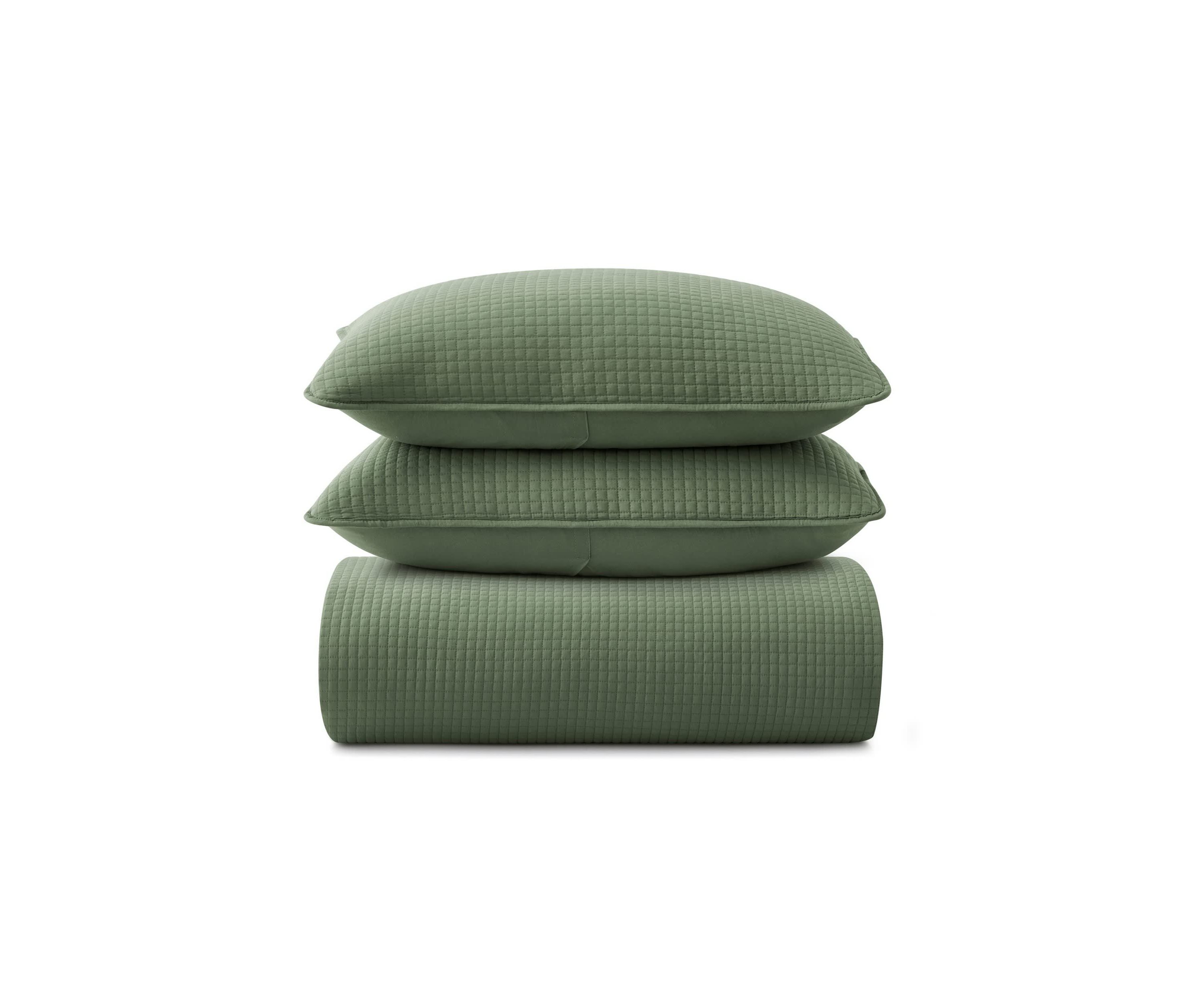 Micro Square Stitch Quilted Coverlet Set