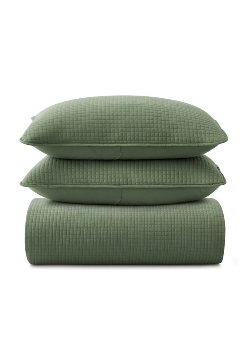 Micro Square Stitch Quilted Coverlet Set