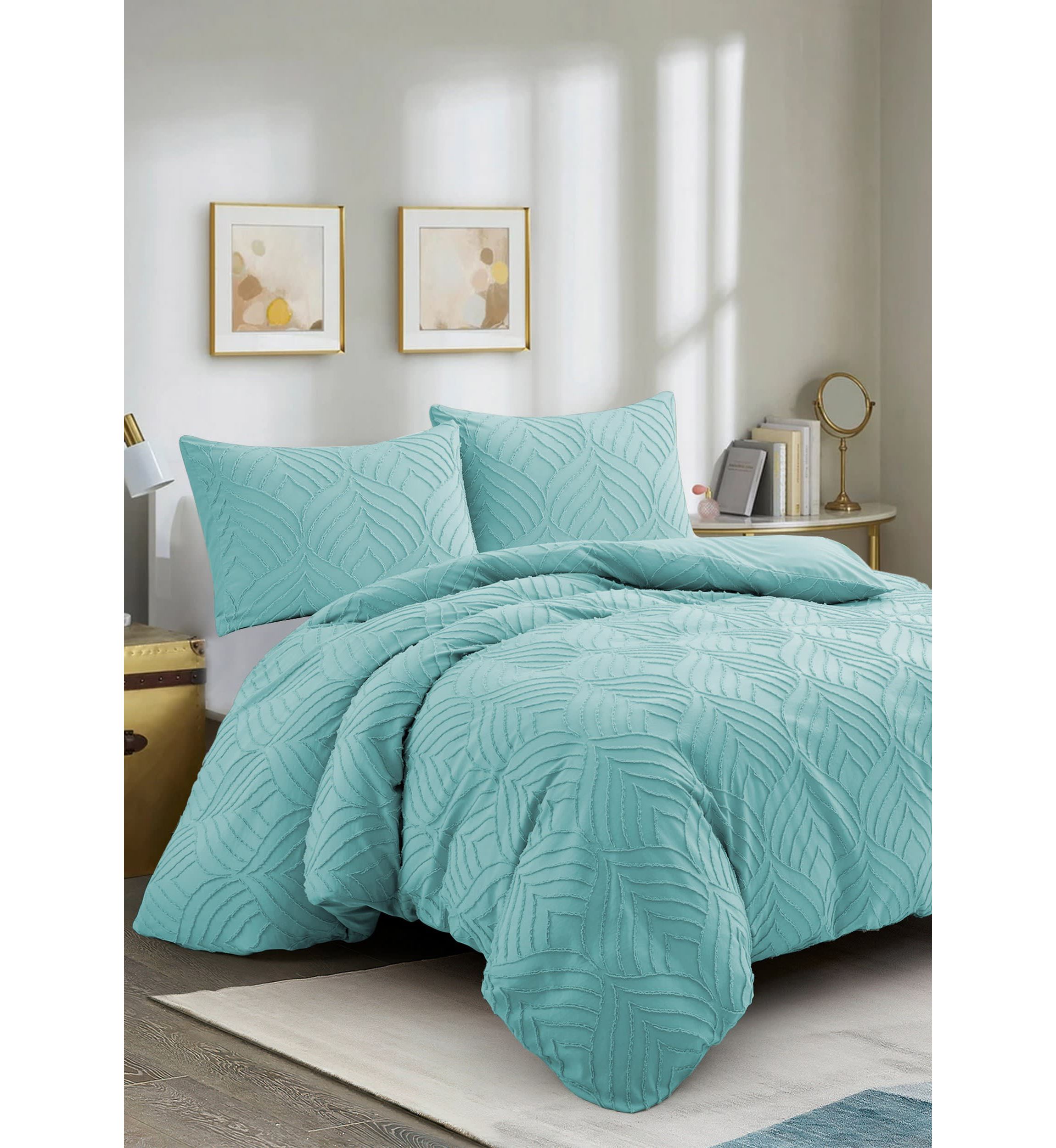 Clipped Jacquard Leaf Duvet Cover Set