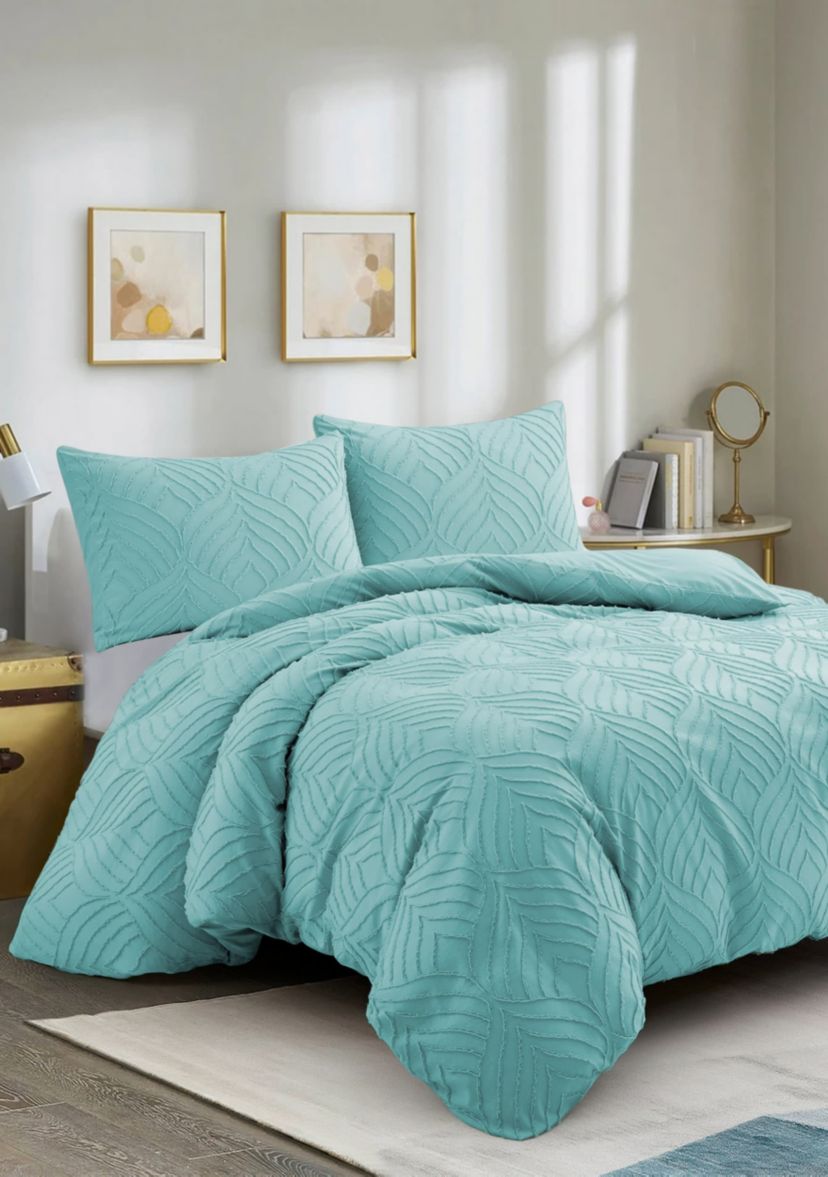 Clipped Jacquard Leaf Duvet Cover Set